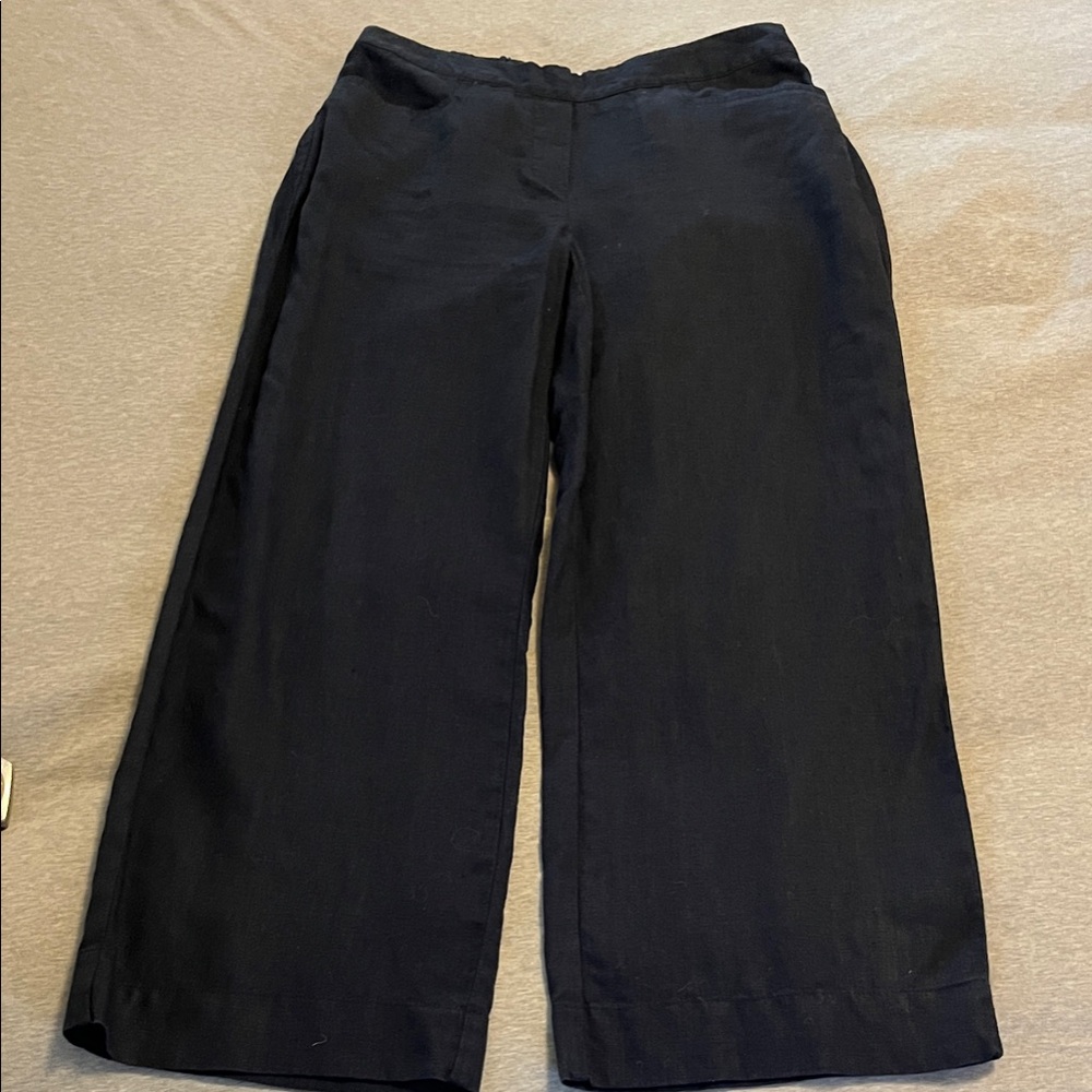 J. Jill Navy Linen Wide-Leg Pants Size S Tall